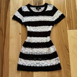 Black and white striped mini dress